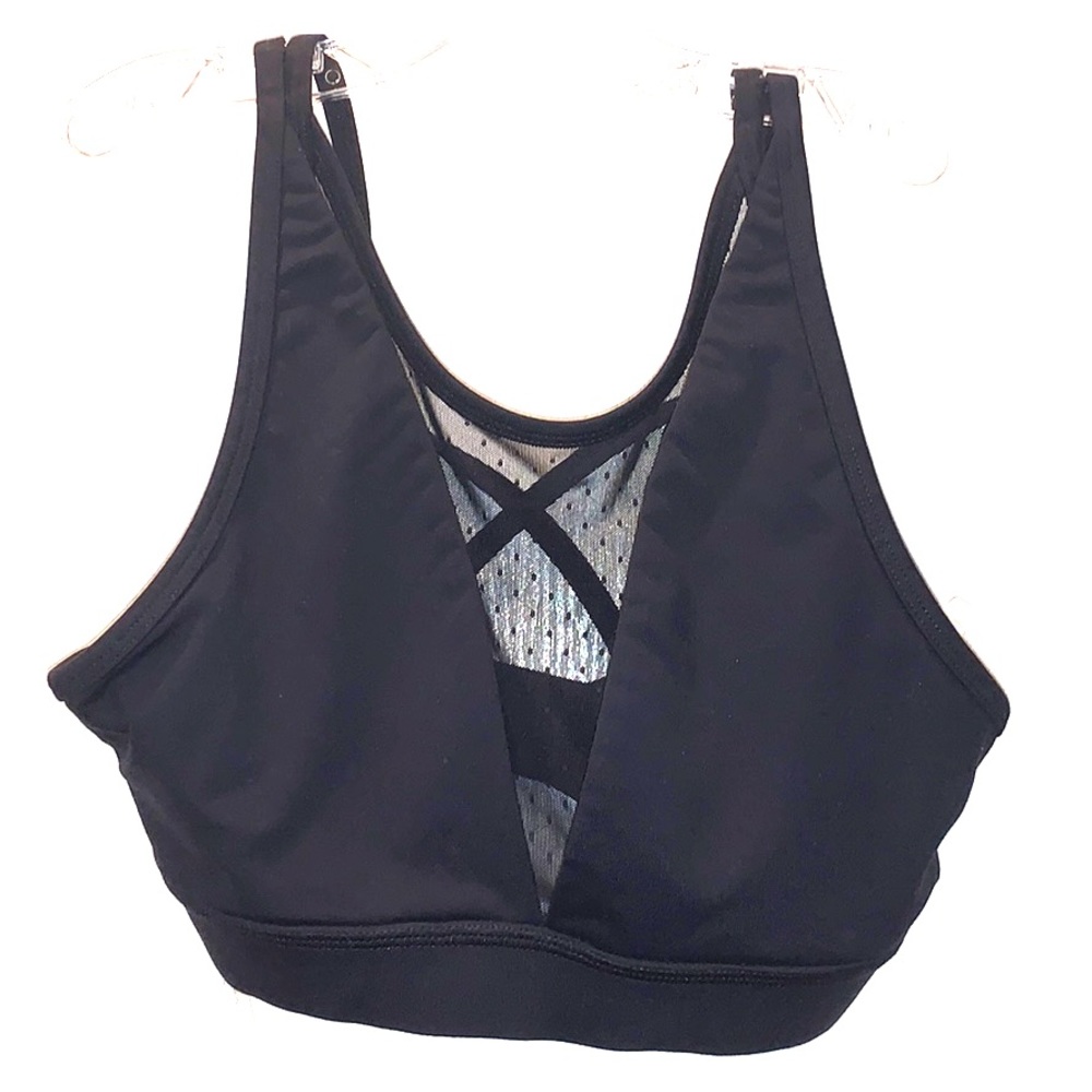 XS Black Gaiam Bleeker High Neck Bra W/ Dot Mesh